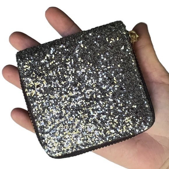 Mini Glitter Keychain Wallet Clip On Iridescent Card Holder Sparkly Small Zipper - Picture 1 of 15